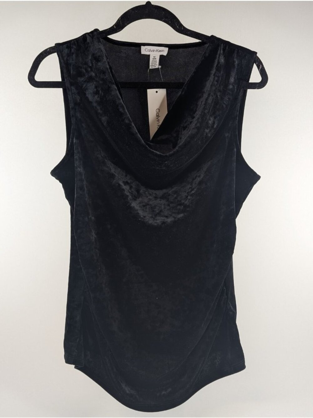 Calvin Klein Women's Medium Velour Sleeveless Top Black Blouse Shirt - NWT - Picture 3 of 8